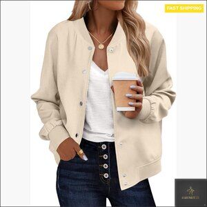 Lightweight Bomber Jacket with Pockets, Regular Fit, Long Sleeve